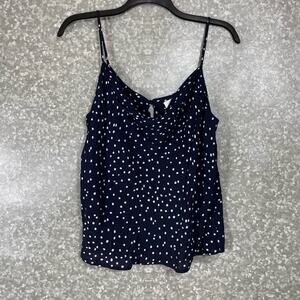 Elodie Women's Navy Blue Polka Dot Sleeveless Blouse - Size XL - Preppy Academia